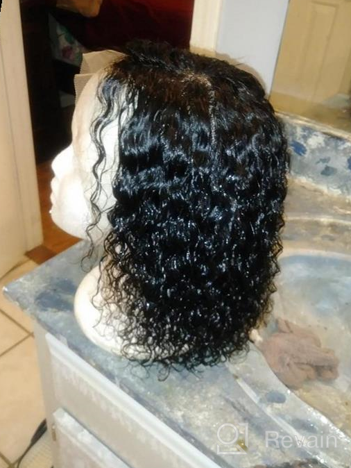 img 1 attached to Larhali Short Curly Bob Wigs Brazilian Virgin Human Hair 13X4 HD Transparent Lace Front Wigs Kinky Curly Hair For Black Women Pre Plucked With Baby Hair 150% Density(10Inch, 13X4) review by William Sanchez