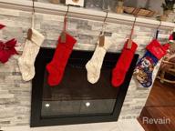 img 1 attached to LIBWYS Knit Christmas Stockings With Name Tags, 4 Pack 18" Large Cable Xmas Stockings Classic Burgundy Red Ivory White Chunky Hand Stockings review by Jabari Campbell