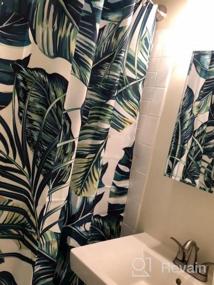 img 8 attached to Artistic Botanical Green Leaves Shower Curtain Set With Hooks - Tropical Palm Print On White Background - 72" X 72" Fabric Bathroom Curtain For Stunning Décor