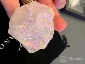 img 7 attached to Angel Aura Rose Quartz Crystal Chunk - High Energy Raw Cuarzo Rosa Titanium Bonded - Natural Reiki Rock For Love And Passion With Information Card - Family Owned And Operated