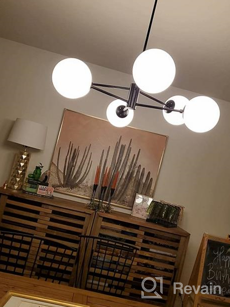 img 1 attached to Liara Caserti Black Sputnik Chandelier - Modern Ceiling Light with 6 Glass Globe Lights - Mid Century Modern Chandelier for Dining Room, Kitchen, Bedroom - Sputnik Light Fixture, UL Listed review by Chris Maurer