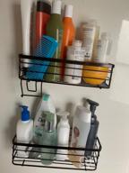 img 1 attached to 2 Pack Adhesive Shower Caddy Basket Shelf W/ Hooks - No Drilling Rustproof SUS304 Stainless Steel Wall Mounted Rack For Kitchen, Dorm Hanging Soap & Shampoo Holder review by Reggie Kern