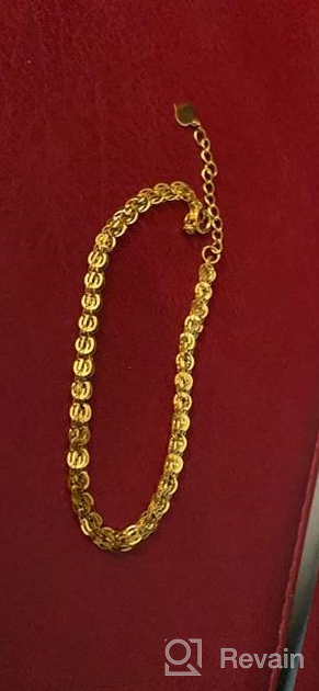 img 1 attached to Stunning 18k Gold Link Bracelet for Women - Genuine Gold, Delicate Four Leaf Clover Chain - Perfect Gift for Her - Certificated Fine Jewelry for Birthday/Wedding Party - 6.3 to 7.5 inches review by Michele Olson