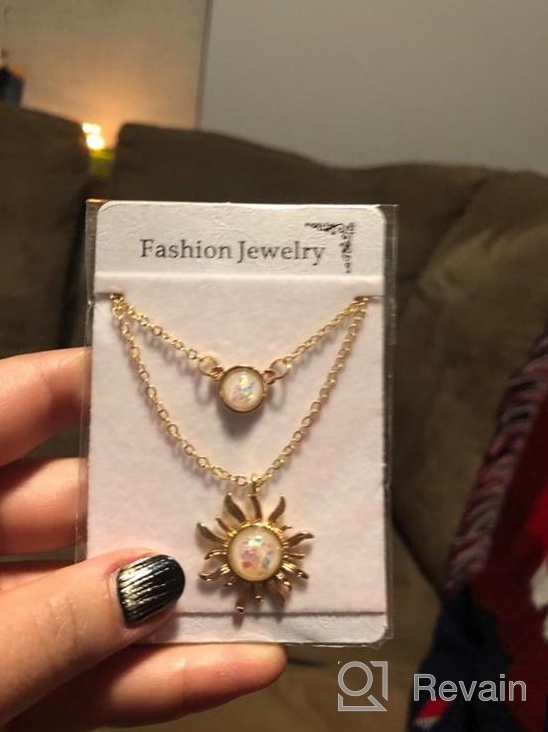 img 1 attached to 💫 Double Chains Moon and Sunflower Layering Necklace - Fashion Clavicle Chain Necklace Gift for Her review by Jennifer Miller