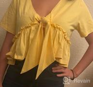 img 1 attached to Asvivid Women'S Summer Crop Top With Ruffle Hem And V-Neck Tie-Front - Boho Style Shirts In Sizes S-XXL review by Nikki Grossarth
