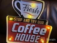 img 1 attached to ACECAR Coffee Signs, Vintage Handmade Marquee Coffee Wall Decorations Light Up Sign, Cafe Embossed Tin Decor, Industrial Style Wall Hanging Sign, Battery Operated Wall Art, For Wall Decor (Coffee-A) review by Chris Rob