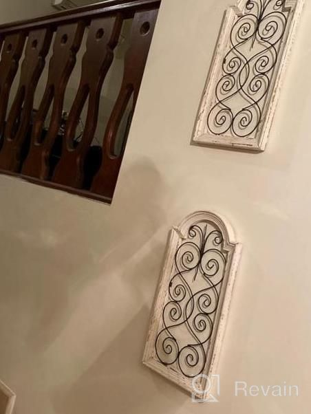 img 1 attached to Stylish Window Inspired Wall Art - 10" X 1" X 25" Deco 79 Wood Scroll With Metal Scrollwork Relief In White review by Danielle Perkins