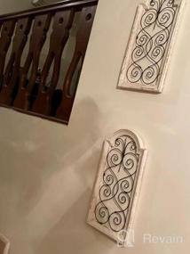 img 7 attached to Stylish Window Inspired Wall Art - 10" X 1" X 25" Deco 79 Wood Scroll With Metal Scrollwork Relief In White