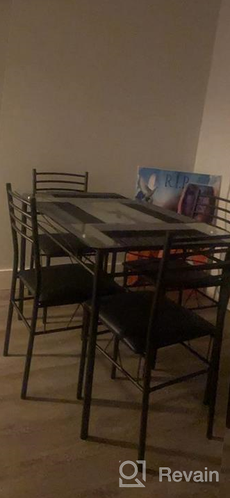 img 1 attached to VECELO Black Dining Table Set with 4 Chairs [Includes 4 Placemats] - Enhanced SEO review by Travis Showcase