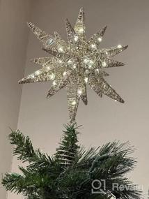 img 6 attached to 🌟 Lewondr Silver Christmas Star Tree Topper with Lights - Battery Powered Bethlehem Star Lighted Xmas Tree Ornament for Indoor Holiday