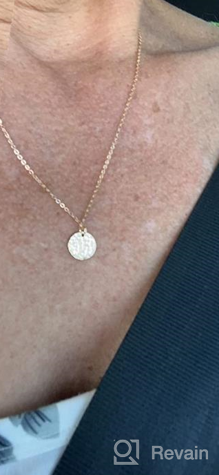 img 1 attached to Personalized 14K Gold-Plated Initial Necklace with Double Side Engraved Hammered Name Pendant | Befettly Children Necklace | Adjustable 16.5'' Length review by Ryan Rea