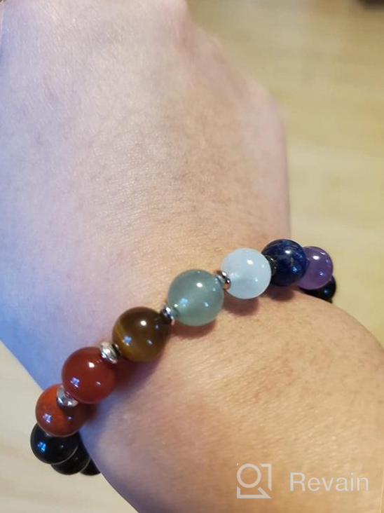 img 1 attached to Cherry Tree Collection Chakra Stretch Bracelet: Genuine 8mm Gemstones, Sterling Silver Spacers. Perfect for Men/Women. Choose from Small, Medium, or Large Sizes! review by James Murphy