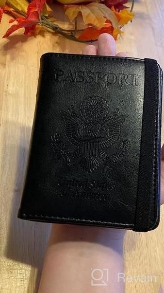 img 1 attached to RFID Blocking Leather Passport And Vaccine Card Holder Cover Case For Women & Men - Navy Blue review by Unm Weil