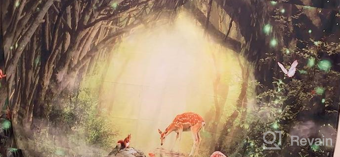 img 1 attached to Fairy Fantasy Forest Deer Mushroom Art Print Tapestry - BROSHAN Green Wall Hanging For Bedroom Home Decor review by Mark Tompkins