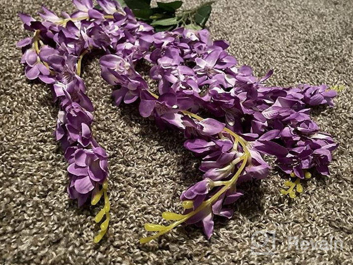 img 1 attached to Pack Of 4 Artificial White Wisteria Flower Vines, 2.13 Feet Each, Perfect For Home, Party And Wedding Decorations - Duovlo Silk Wisteria String Bush review by Brandon Roberts