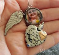 img 1 attached to Heart-Shaped Cremation Necklace With Birthstones - Memorial Jewelry For Ashes With Inscription: 'Your Wings Were Ready, But My Heart Was Not' review by Mike Pfettscher