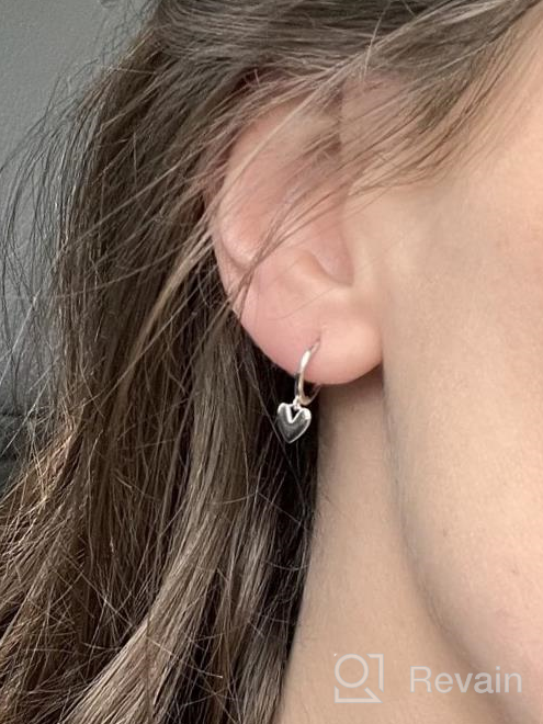 img 1 attached to Cute Heart Love Dangle Drop Cartilage Small Huggie Hoop Earrings: Minimalist S925 Sterling Silver Jewelry Gifts for Her review by Erin Nguyen