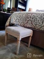 img 1 attached to 🪑 Rustic Beige Upholstered Entryway Bench with Carved Pattern, Kmax Ottoman Bench, featuring Rustic White Brushed Rubber Wood Legs review by Geoff Yates
