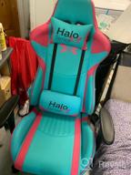 img 1 attached to JUMMICO Halo Series Racing And Gaming Chair - Specialty Ergonomic Design, Adjustable, Comfortable Swivel Computer Chair With Headrest And Lumbar Support In Blue And Plum Red review by Jeff Warne