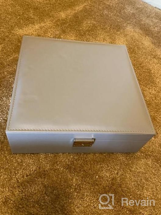 img 1 attached to Lockable Cream White 3-Layer Jewelry Box With Drawer For Women - Perfect Organizer For Earrings, Rings, Necklaces, Sunglasses And More By Misaya review by Emmanuel Chouinard