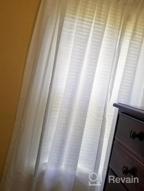 img 1 attached to Melodieux Grey Semi Sheer Curtains 84 Inches Long For Living Room - Linen Look Bedroom Rod Pocket Voile Drapes, 52 By 84 Inch (2 Panels) review by Cesar Rios