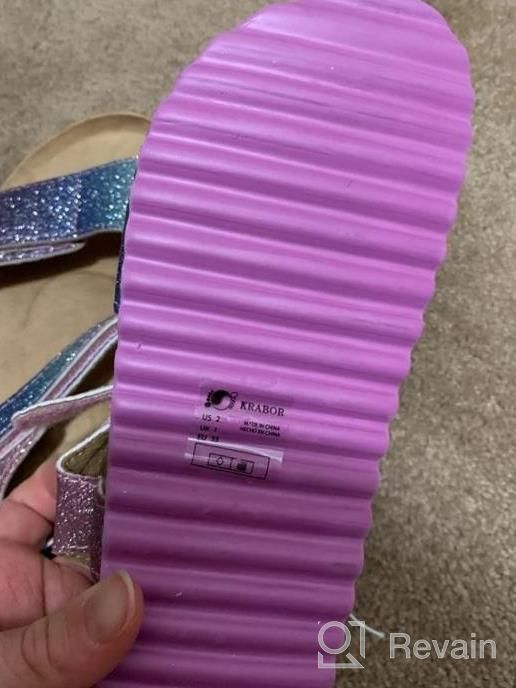 img 1 attached to KRABOR Kids Sandals, Glitter Flat Slides With Adjustable Straps And Cork Footbed For Toddlers, Little Kids & Big Kids review by Jessi Hodges