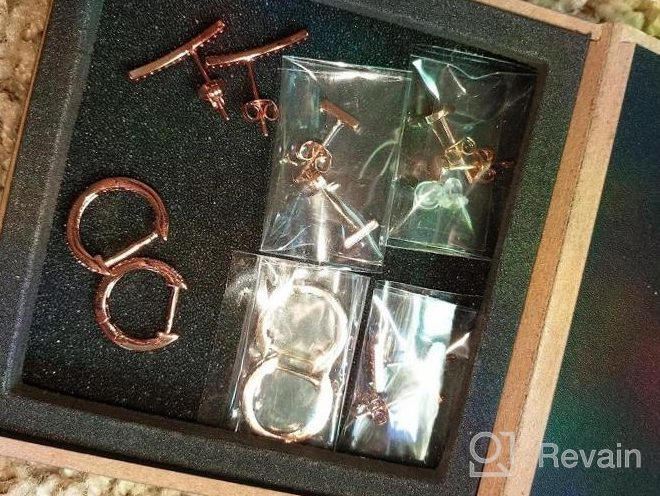 img 1 attached to 14Pcs Set Of Rose Gold Plated Hoop, Huggie, Stud, And Cuff Earrings For Women And Girls - Minimalist, Dainty, And Perfect For Gifting, With AAA+ Cubic Zirconia Accents review by Rahul Schatz