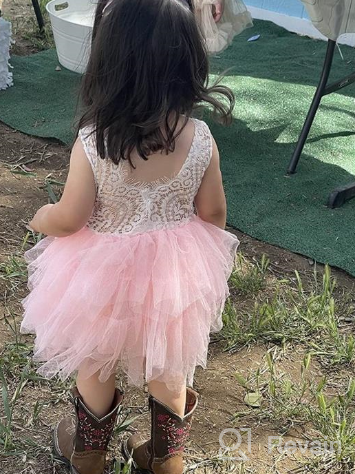 img 1 attached to Stunning Backless Princess Tutu Dress with Lace Flowers for Little Girls - Perfect for Weddings, Bridesmaids, and Formal Occasions review by Matthew Hall