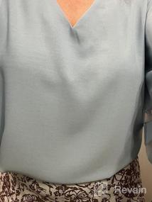 img 6 attached to Шикарно и удобно: женская блуза LookbookStore из сетки с v-образным вырезом и рукавами расклешенными 3/4