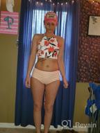 img 1 attached to Stylish Macolily Juniors Bikini Set With High Neck Bandeau Top, Cross Tie Back, And Mid-Waist Bottom For Trendy Beach Look review by Shawn Welker