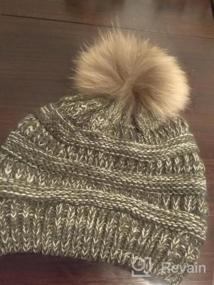 img 5 attached to Женская зимняя шапка-бини с помпоном из натурального меха, теплая крупная вязаная шапка с напуском из массивной косы