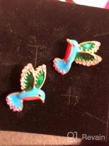 img 6 attached to Colorful Hummingbird Bird Stud Earrings: Enamel Crystal Metal Animal Earrings with Statement Jewelry Design for Women and Girls – GoodCorsetMall