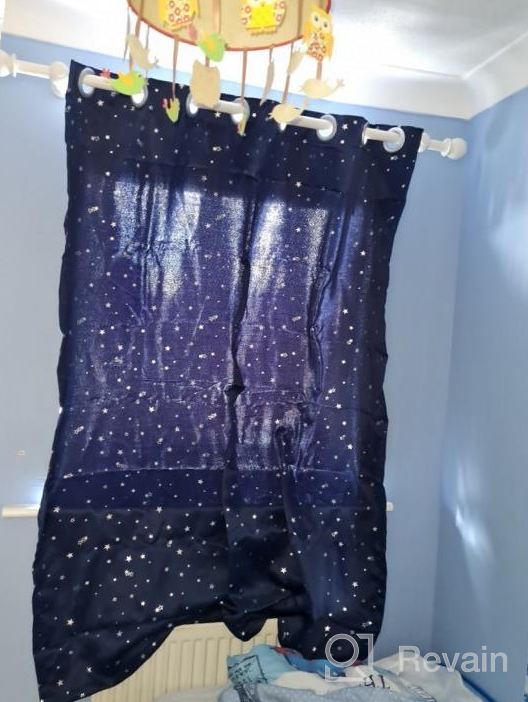 img 1 attached to ZHH Navy Blue Star Pattern Valance Curtain - 54X18 Inches Blackout Cafe Curtain For Elegant Window Dressing, 1 Piece Set review by Joshua Follansbee