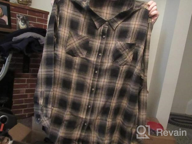 img 1 attached to Plus Size Plaid Flannel Shirt For Women: Casual Loose-Fit Long Sleeve Button-Down Blouse In Sizes L-5X By LALAGEN review by Robert Dingaling