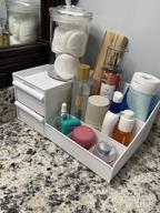 img 1 attached to Pink Makeup Vanity Organizer With Drawers For Dressing Table And Bathroom Counter - Elegant Holder For Brushes, Eyeshadow, Lotions, Lipstick And Nail Polish review by James Pernell