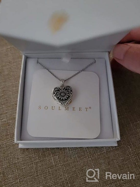 img 1 attached to SoulMeet Sunflower Heart Shaped Locket Necklace: Keep Loved Ones Close with Sterling Silver/Gold Custom Jewelry review by Damon Blazis