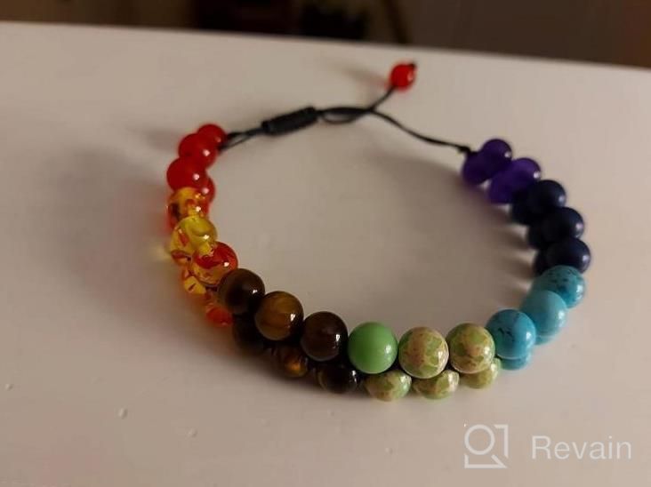 img 1 attached to Natural Stone Chakra Bracelet With Lava Rock Beads For Stress Relief, Anxiety And Yoga: GelConnie Aromatherapy Essential Oil Diffuser Bangle With 7 Chakras And 8Mm Healing Beads review by Victoria Smith