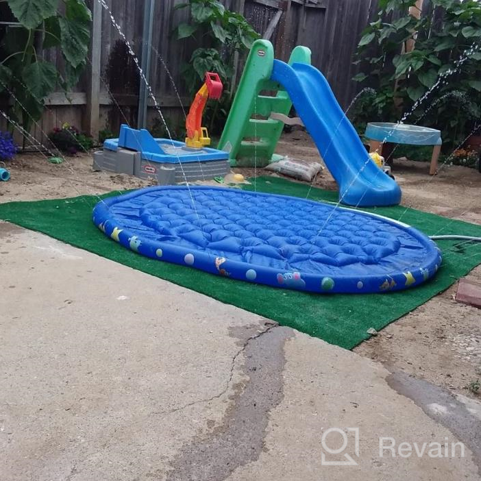 img 1 attached to Get Ready For Fun In The Sun With Our Non-Slip Splash Pad Sprinkler - Perfect For Kids, Dogs And Toddlers 8-12! review by Jerry Moody