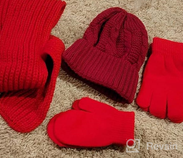 img 1 attached to Stondino 4Pcs Hat and Gloves Set for Kids Toddlers - Scarf, Beanie, Gloves - Ages 1-4 review by Ryan Garrison