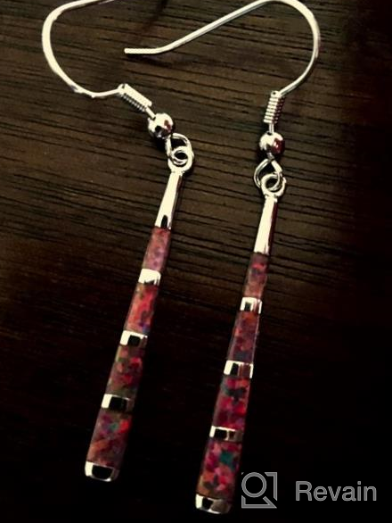 img 1 attached to Opal Drop Earrings Silver Plated/Gold Plated Dangle Bar Jewelry For Women 2 1/8 review by Julia Stringer