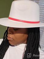 img 1 attached to Women'S White Fedora Hat With Color Belt Buckle - Lisianthus Wide Brim Panama review by Jay Elgouhari