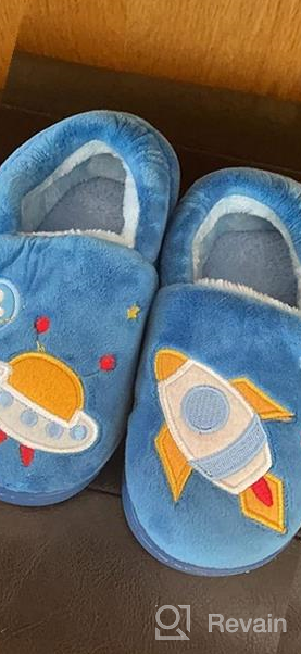 img 1 attached to 🦕 Warm and Adorable Toddler Slippers: Cartoon Winter Dinosaur Boys' Shoes for Comfy Playtime review by James Maruffo