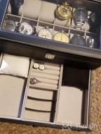 img 1 attached to BEWISHOME Watch Box Organizer Case: Premium Mens Jewelry Display 🕰️ Drawer with Adjustable Tray, Glass Top, and Black PU Leather - SSH02B review by Elvis Bragg