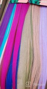 img 7 attached to Felendy Colored Hair Extensions Clip In Curly Straight Rainbow Hairpieces One Piece Highlight Hair For Women 12PCS