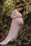 img 1 attached to Elegant Fitted Maternity Gown With Cross V Neck, Ruched Details, And Long Sleeves - Perfect For Pregnancy Photography Sessions review by Curby Alston
