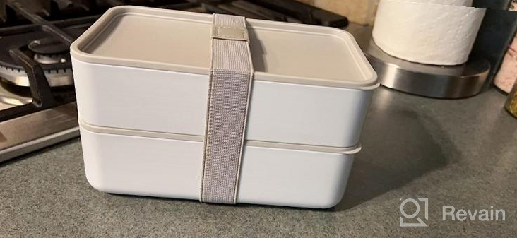 img 1 attached to MDHAND Bento Box, 2 Layer Lunch Box Containers, Bento Lunch Box For Kids, Men, Women, Leak-Proof Stackable Bento Box With Spoon And Fork, Microwavable And Dishwasher Safe, 1400ML review by Kev See