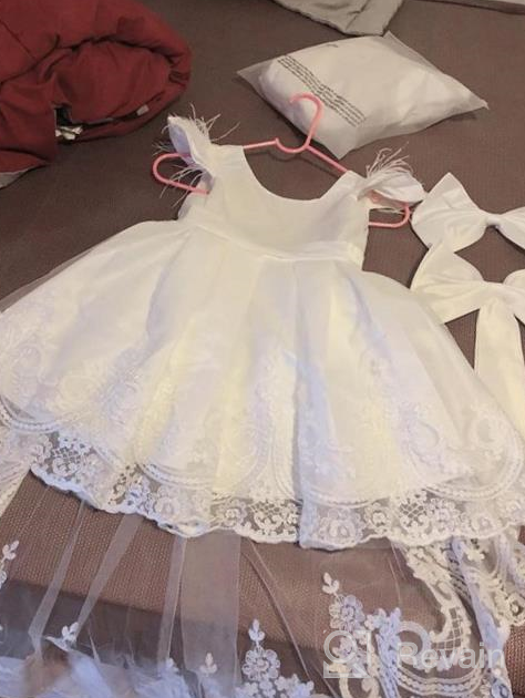 img 1 attached to White Lace Embroider Bowknot Flower Girl Dresses For Pageant Party Wedding Gowns Ages 1-10 review by Ken Ventura