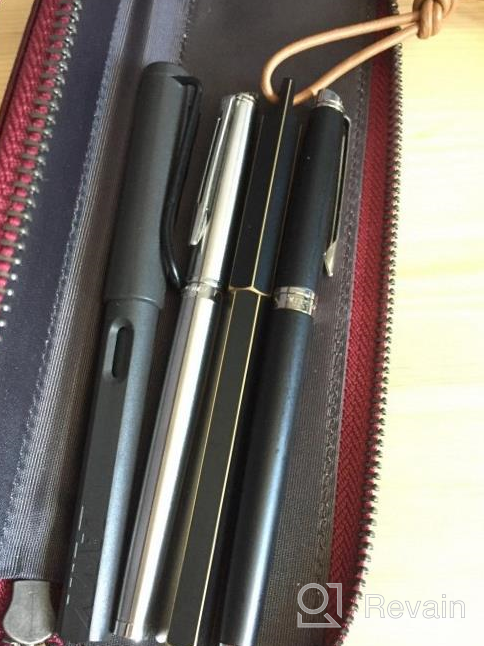 img 1 attached to Leather Pencil Case Pouch Fountain Pen Holder With Zipper For Men Women - Ancicraft (Coffee) review by Donna Lawson