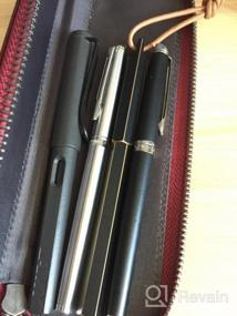 img 6 attached to Кожаный чехол для карандашей, держатель для перьевых ручек с застежкой-молнией для мужчин и женщин - Ancicraft (Coffee)