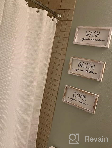 img 1 attached to 🚽 Set of 3 LIBWYS Bathroom Sign & Plaque - Decorative Rustic Wood Farmhouse Wall Decor for Bathroom - Wash Your Hands, Brush Your Teeth, Comb Your Hair (Black) review by Chris Beals